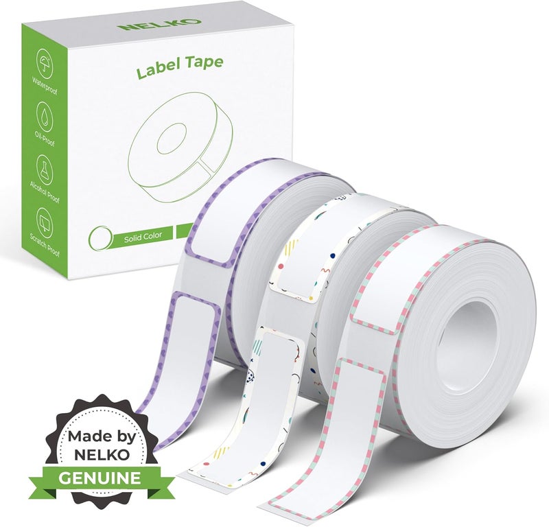 Nelko P21 Genuine Adhesive Pattern with Border 2.0 Label Paper 14x40mm (0.55"x1.57") 180 Labels/Roll, 3 Roll, for Home Office School Organization, Gift for Decoration, Compatible with P21 Label Maker - Image 1